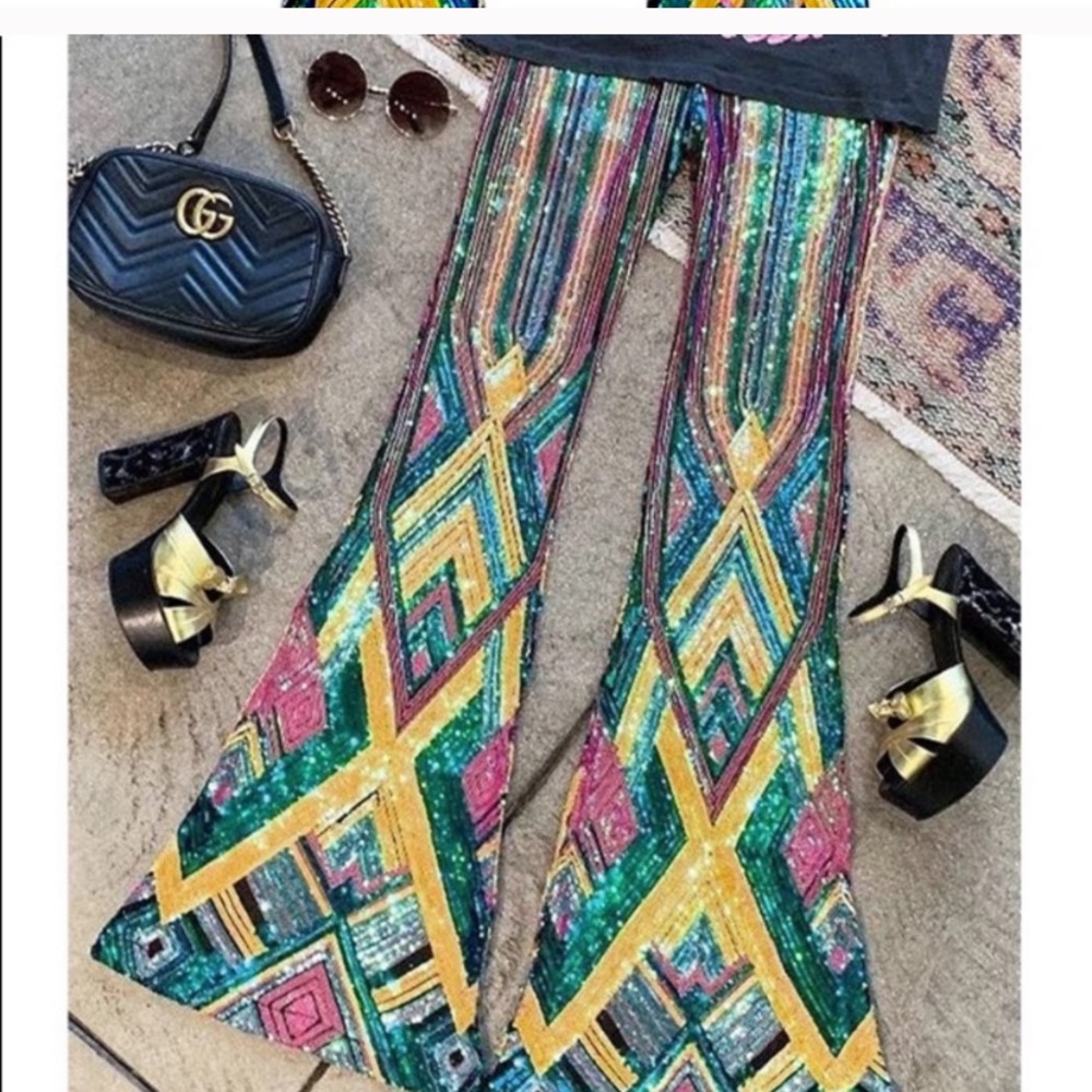 Multicolored sequin pants